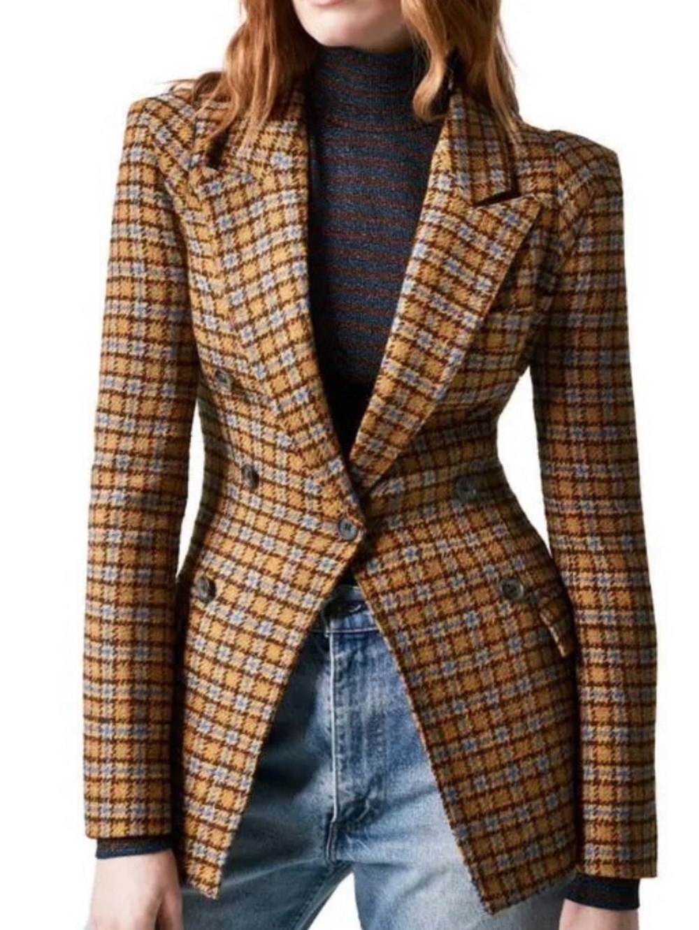 SMYTHE Not a DB Pagoda Blazer Umber Tweed